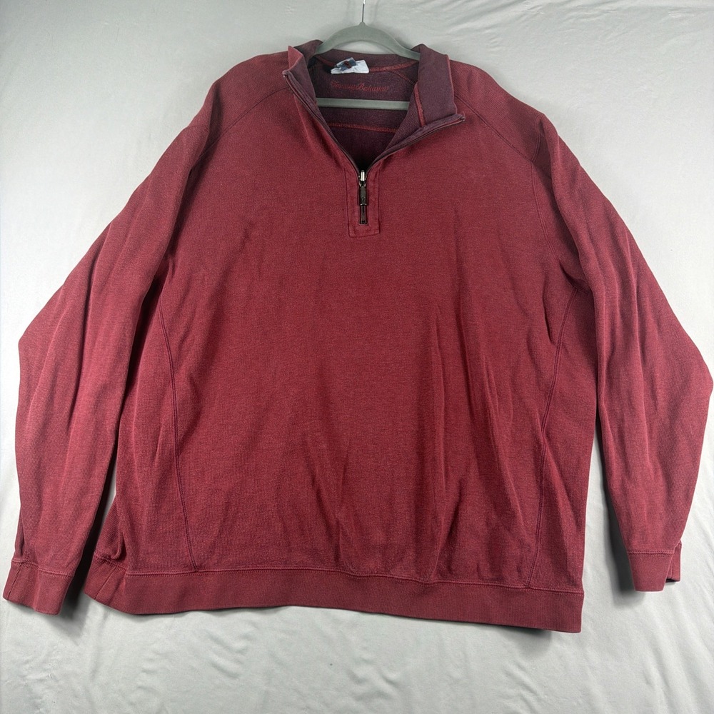 Tommy Bahama ls pullover 1/3 zip sweater, heavy, faded, men's 2xt